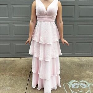 Pink tiered maxi dress